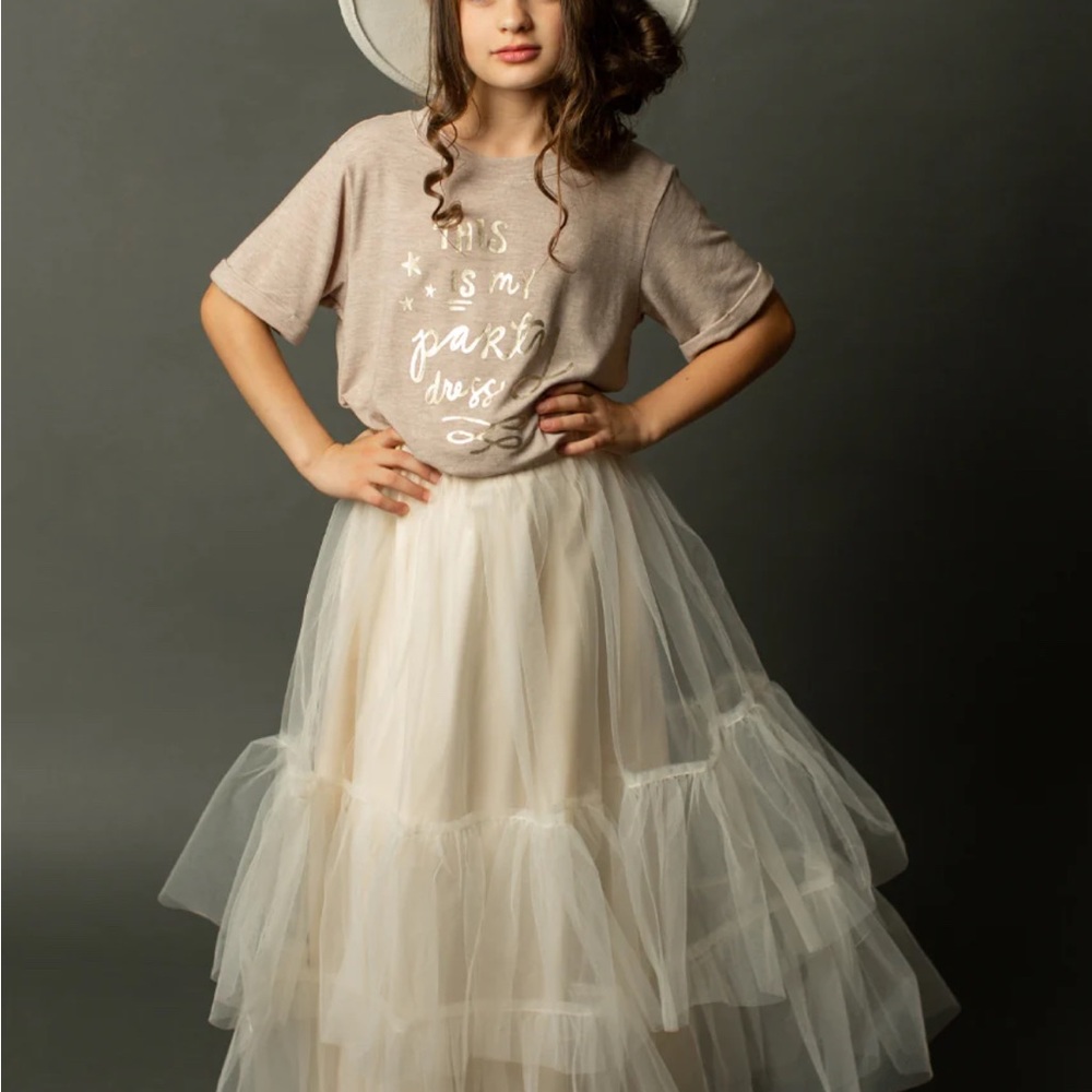 Joyfolie Zenni Skirt Cream Tiered Tulle 3t NWT.